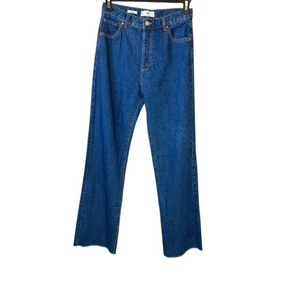 M.N.G. the Nora Jeans High Waist Raw Hem Denim Jeans in Blue Women's Size 6 - Picture 4 of 12